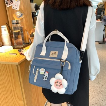 Lovely Multifunctional Backpack Teenage Girl Ring buckle Portable Travel Bag Female Small Schoolbag Badge